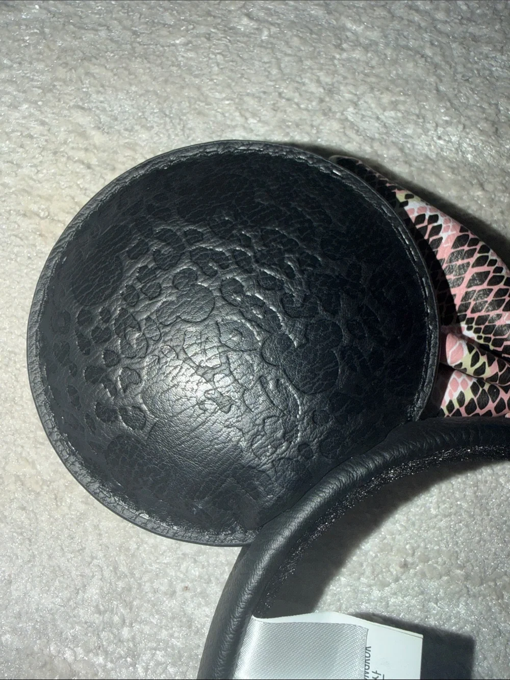 Walt Disney world black Faux Leather Minnie Ears with Pink Snake-Print animal